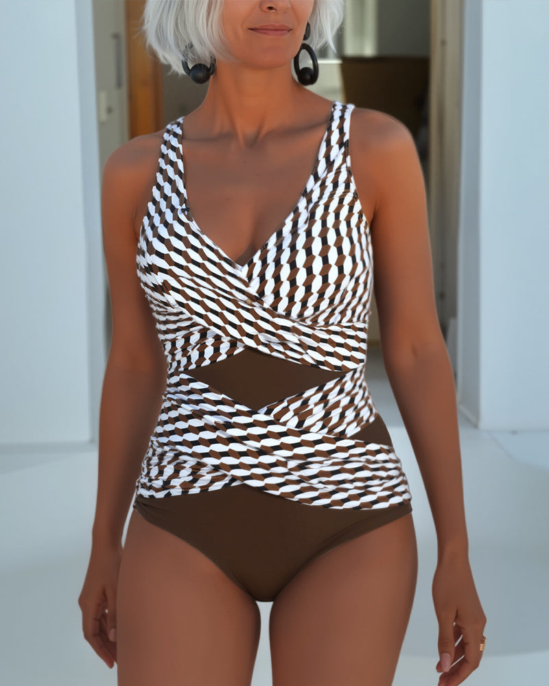 Timeless Swimsuit for Women – Stretch Swim Fabric, Quick-Drying in Brown