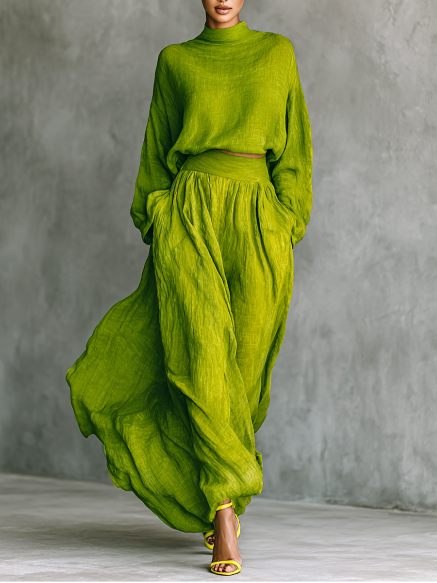 Coordinated Two-Piece Set for Women – One-Decision Outfit, Easy Relaxed Fit in Green