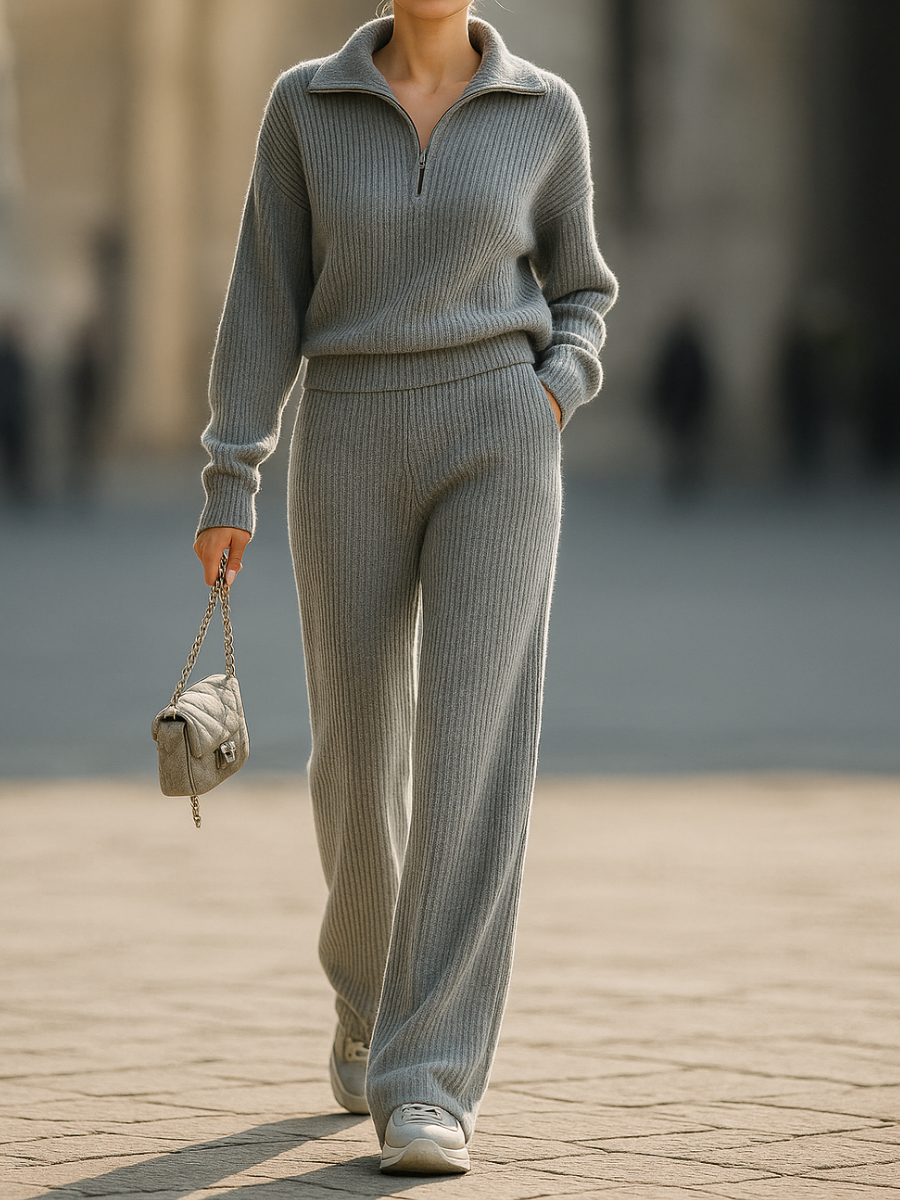 Relaxed-Fit Two-Piece Set for Women – Coordinated Pieces, Complete Outfit in Gray