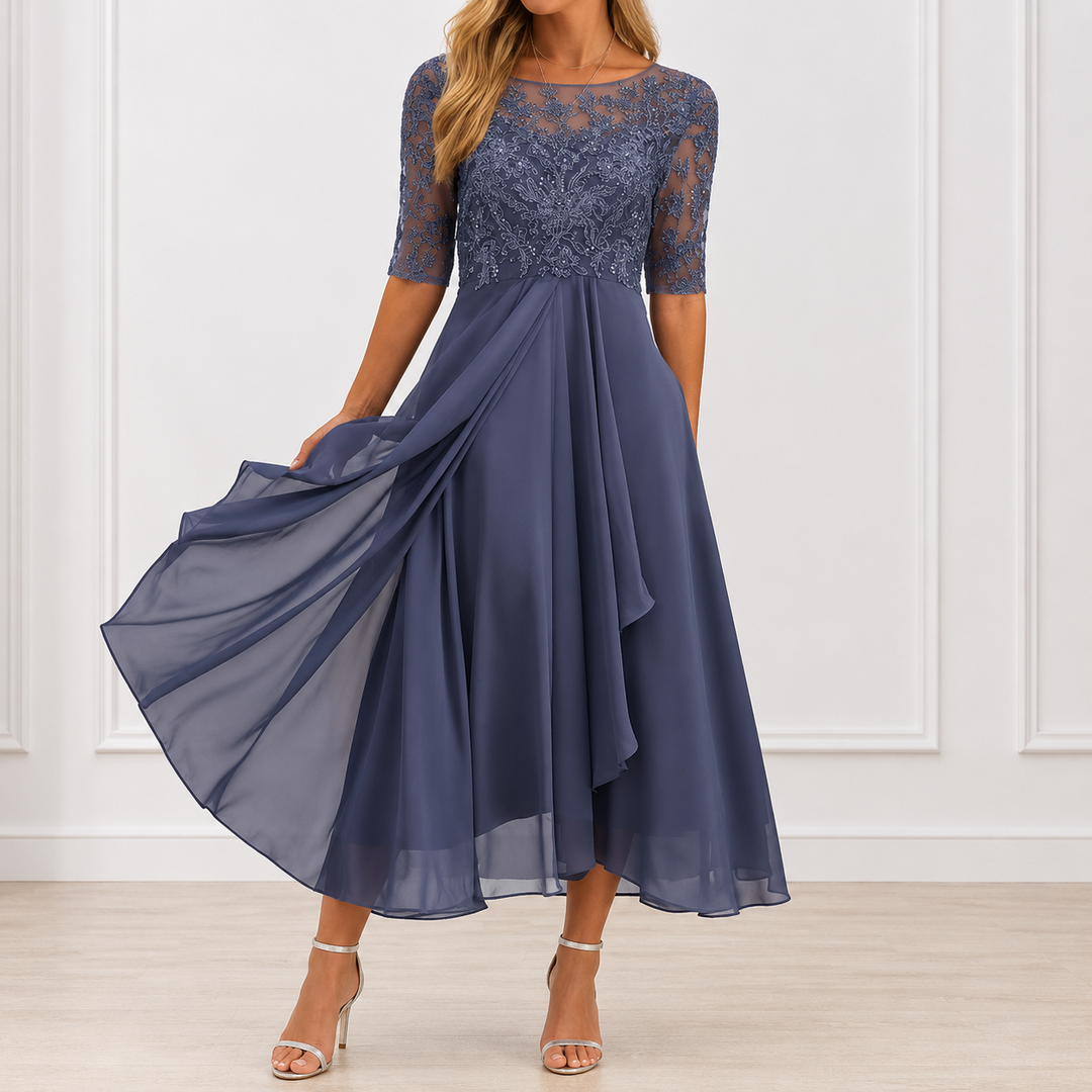 Floral Dress for Women – Skimming Silhouette, Comfortable Body Fit in Blue
