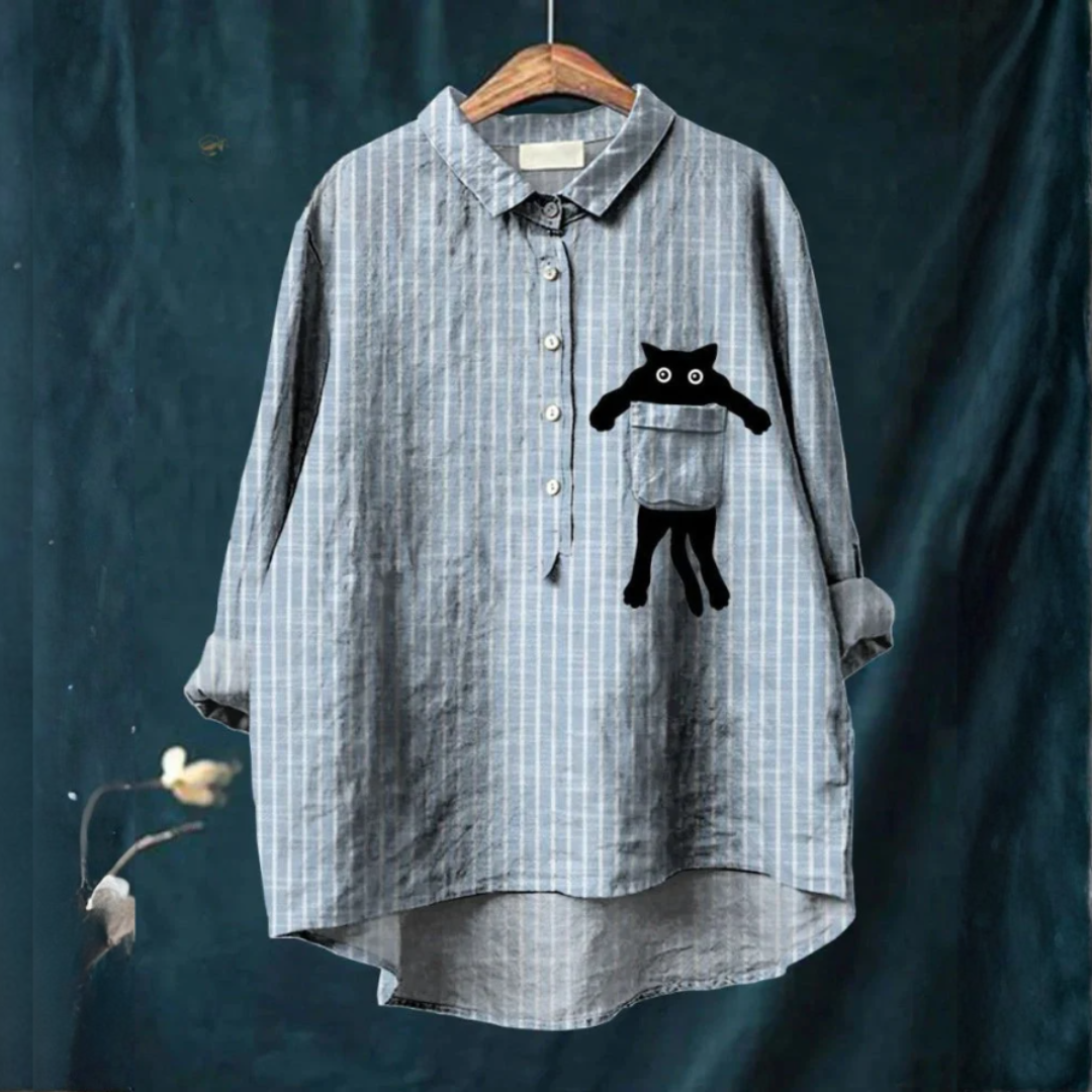 Classic Flowing Shirt for Women – Neat Collar, Structured Shoulders, Placket