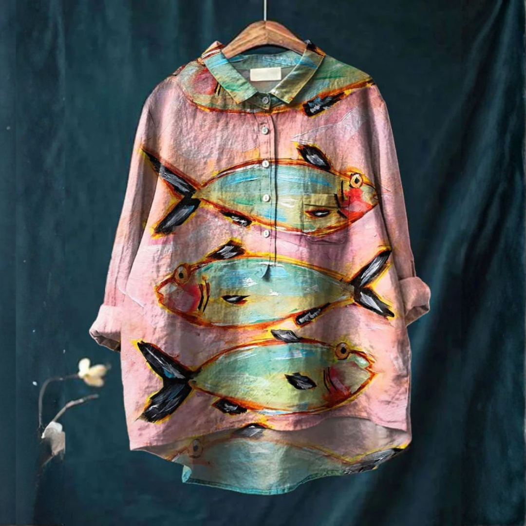 Relaxed-Wear Collar Shirt for Women – Structured Shoulders, Flowing Fit in Multicolor