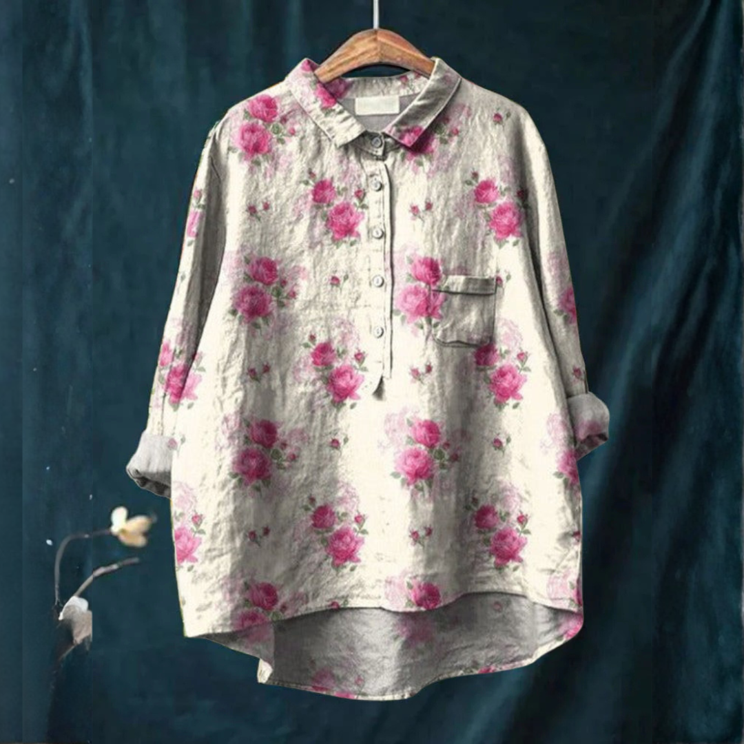 Printed Collar Shirt for Women – Flowing Fit, Soft Shoulder Structure, Print 11