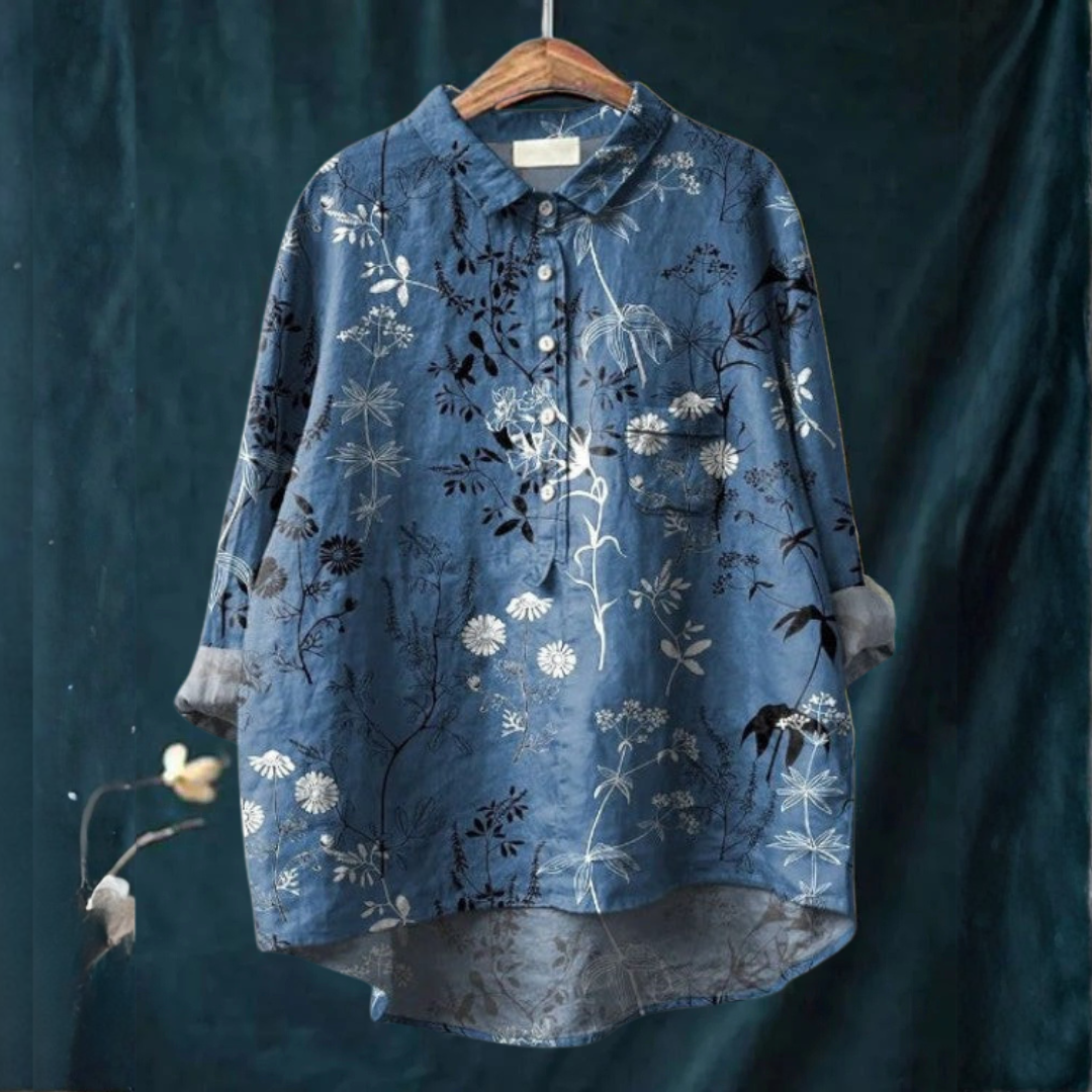 Collared Blouse for Women – Soft Structure, Comfortable Sleeves, Print 24