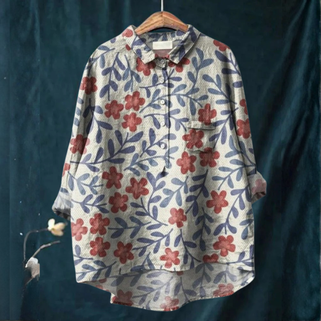 Collared Blouse for Women – Comfortable Sleeve, Wears Tucked In or Loose, Print 27