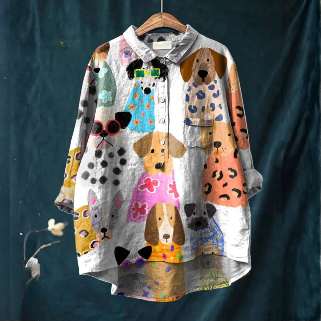 Collared Blouse for Women – Neat Placket, Structured Shoulders, Print 36