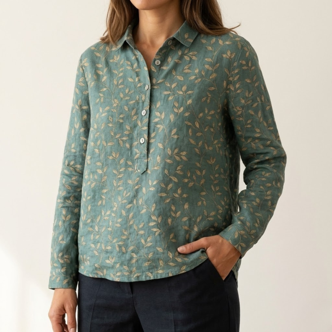 Collared Blouse for Women – Neat Placket, Tuck-In Ready, Print 60