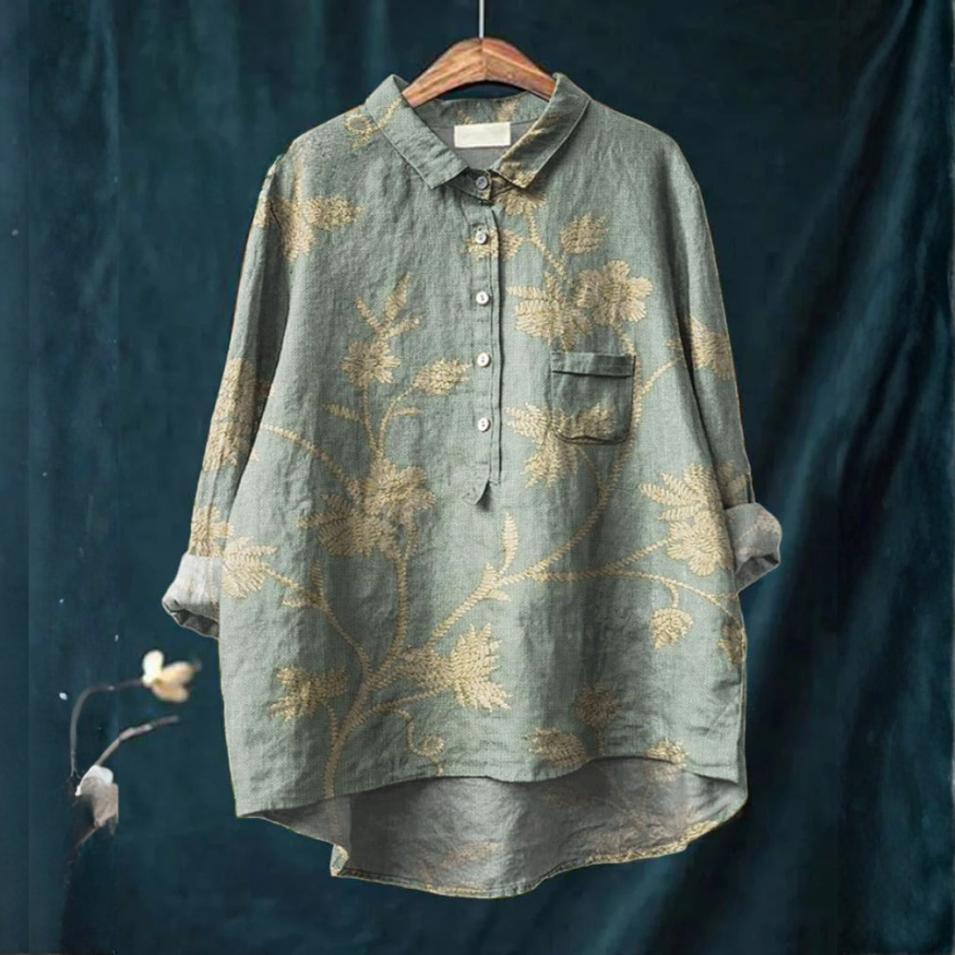 Collared Blouse for Women – Comfortable Sleeves, Neat Placket, Print 67
