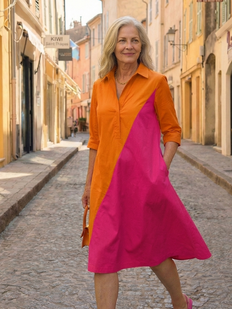 Dress for Women – Skimming Silhouette, Easy Movement, Day-to-Evening Wear in Orange