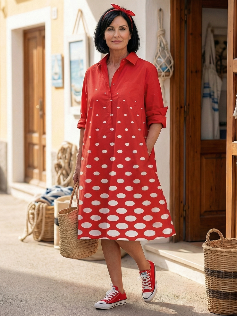 Dress for Women – Skimming Silhouette, Comfortable Through the Body in Red
