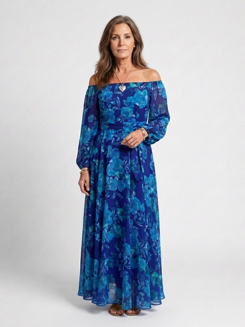 Long Skimming Maxi Dress for Women – Easy Movement, Day-to-Evening Wear in Blue