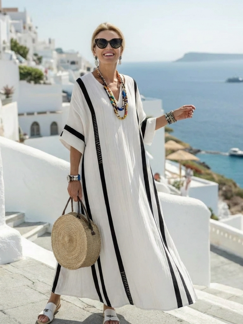 Maxi Dress for Women – Skimming Silhouette, Easy Walking Movement in White