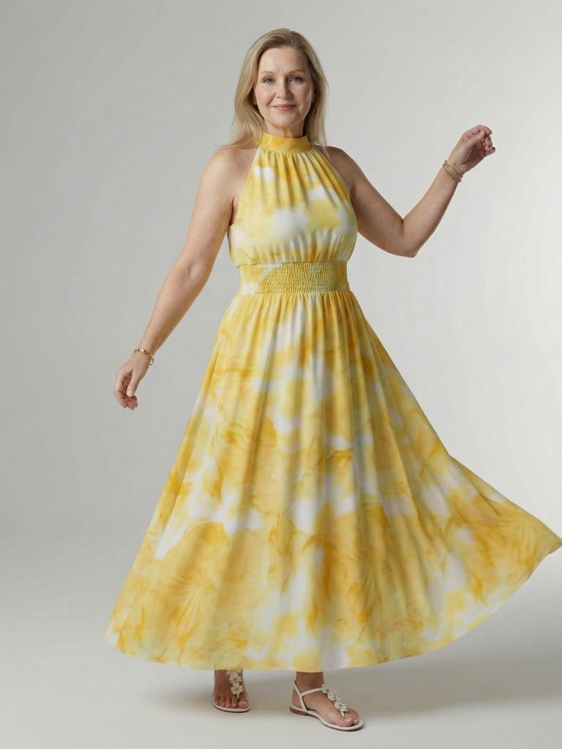 Midi Dress for Women – Comfortable Through the Body, Easy Movement in Yellow