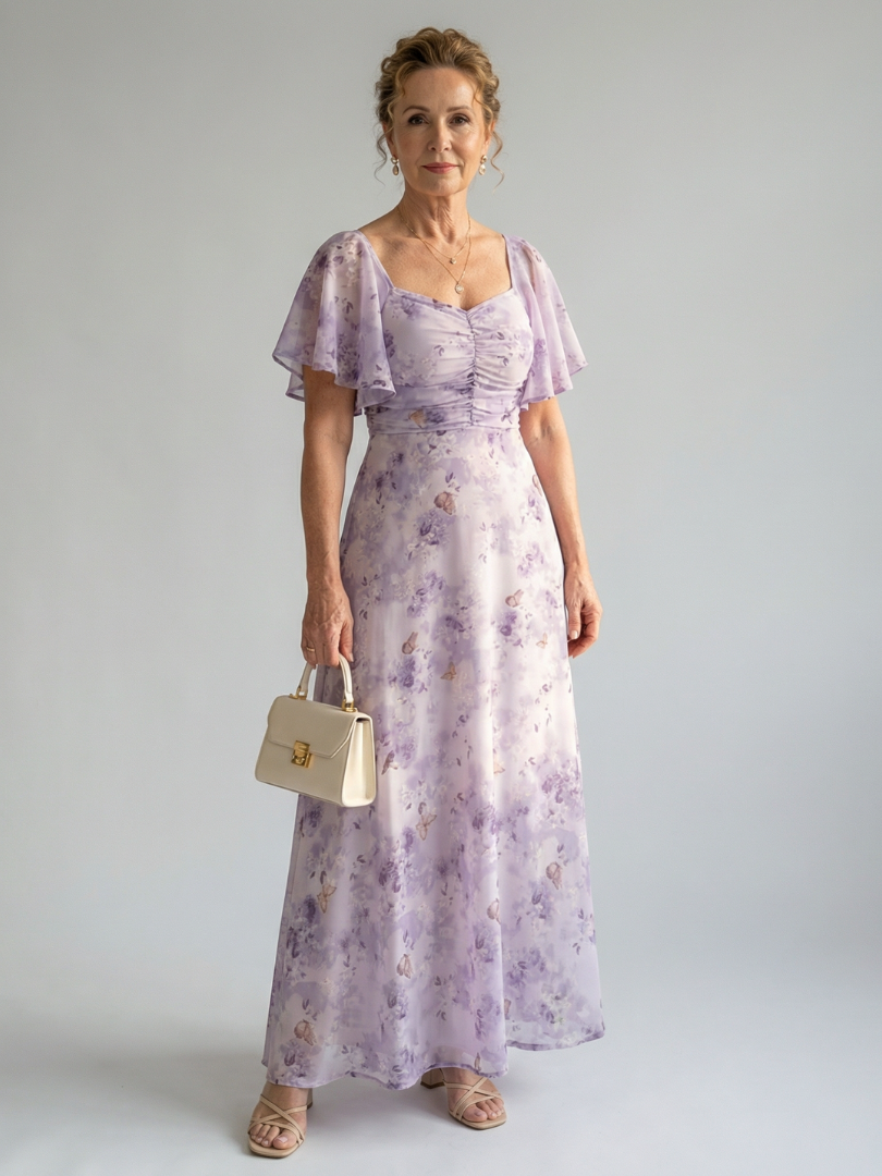 Floral Midi Dress for Women – Moves Easily When Walking, Comfortable Fit