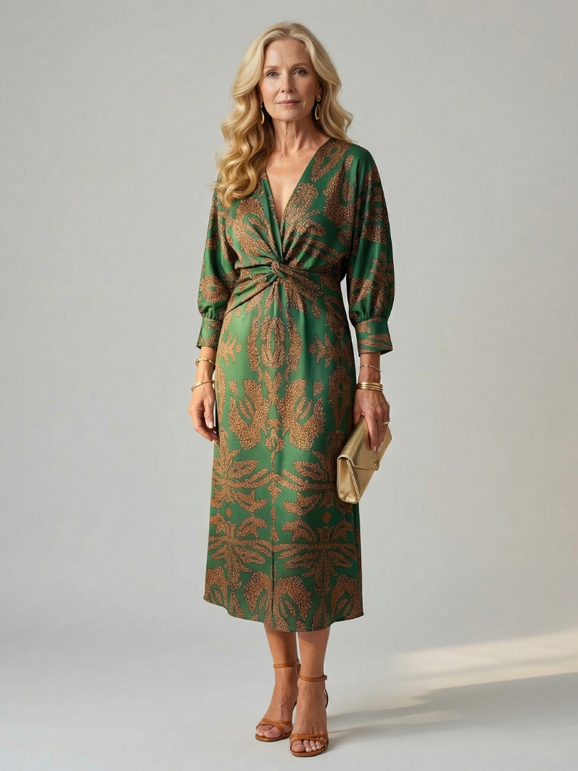 Midi Dress for Women – Easy Movement, Day-to-Evening Wear in Dark Green