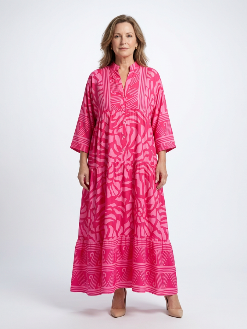 Midi Dress for Women – Skimming Silhouette, Comfortable Fit in Pink