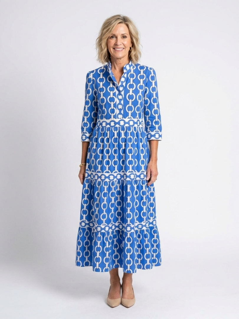 Skimming Midi Dress for Women – Comfortable Fit, Day-to-Evening Wear in Blue