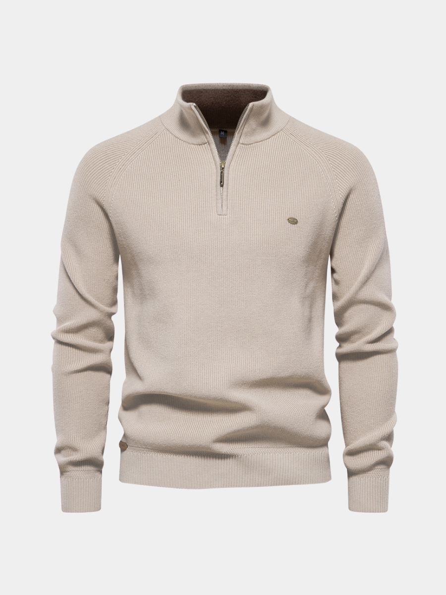 Cotton-Rich Knit Sweater for Women – Warm Lining, Relaxed Fit, Ribbed Cuffs