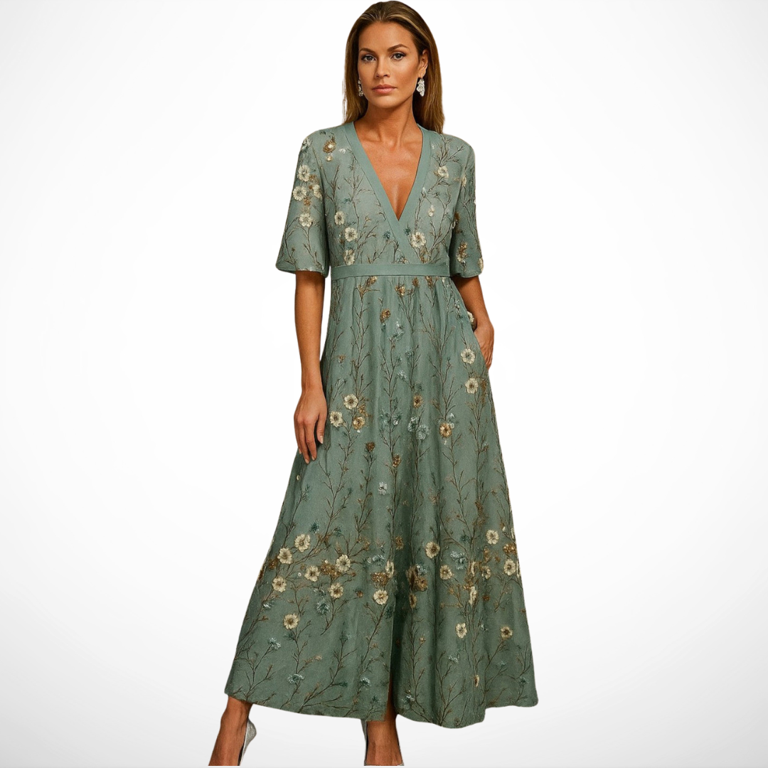Floral Print Maxi Dress for Women – Breathable Lightweight Fabric, Skimming Silhouette