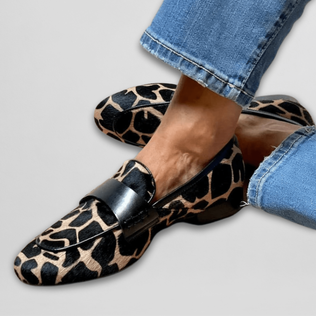 Padded Fabric Loafers for Women – Supportive Footbed, Heel in Leopard