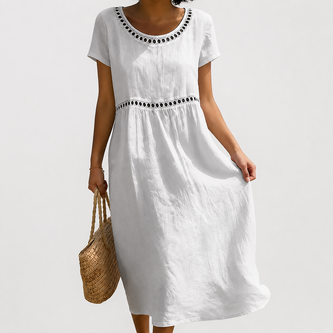Embroidered Dress for Women – Skimming Silhouette, Timeless Shape, Seven Colors