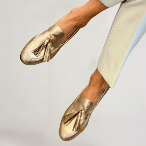 Warm-Lined Ballet Flats for Women – Cushioned Insole, Flexible Sole in Gold