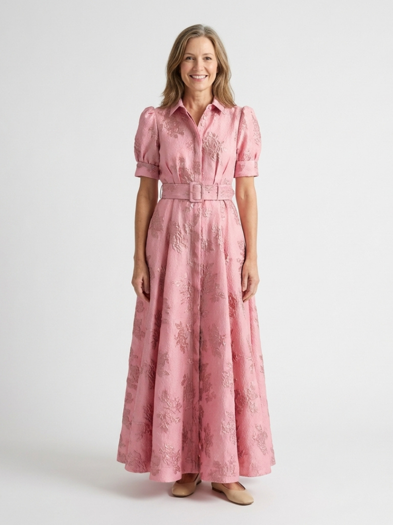 Floral Print Maxi Dress for Women – Comfortable Through the Body in Pink