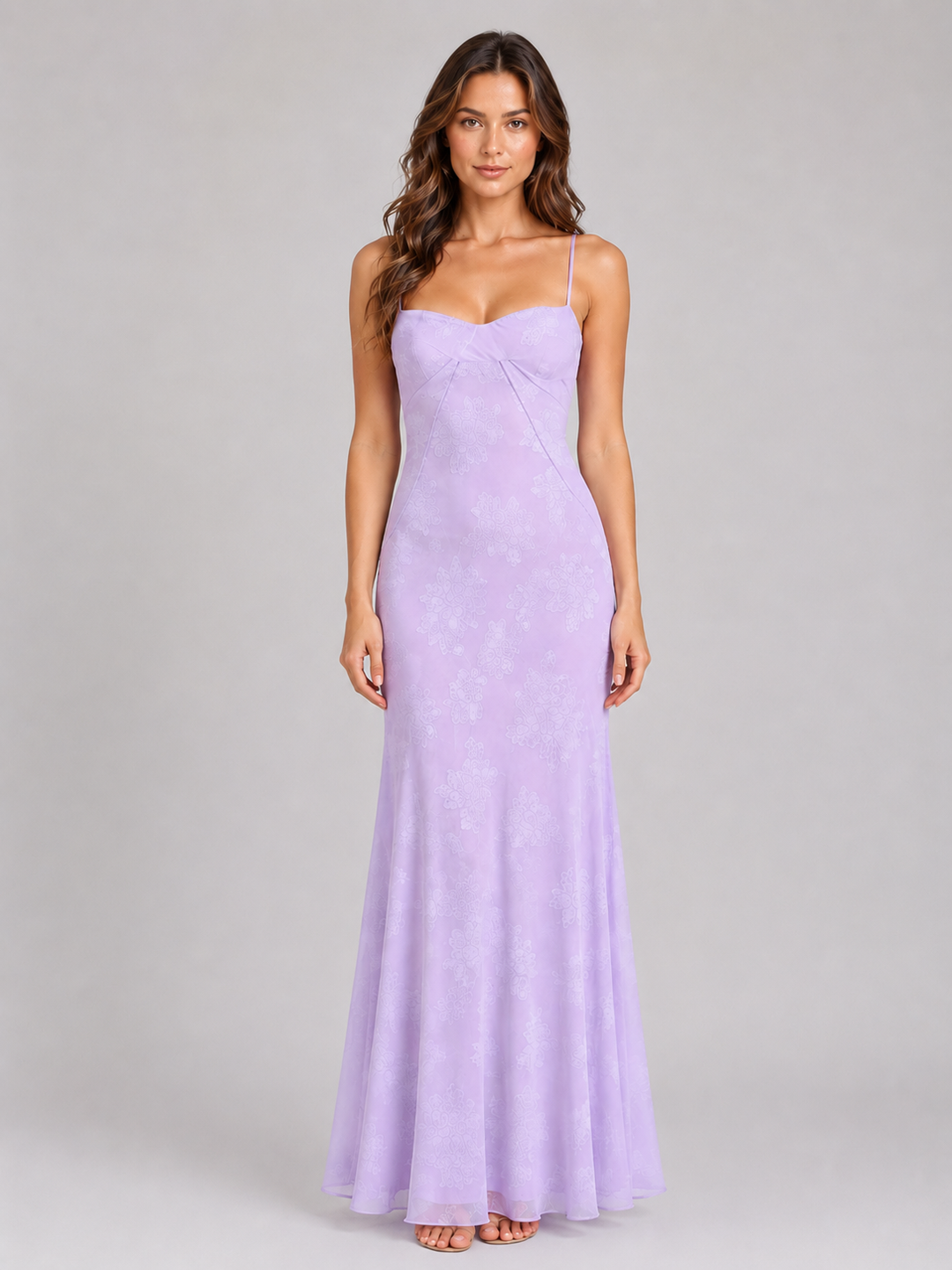 Sweetheart Neckline Floral Maxi Dress for Women – Shoulder Straps, Fitted Waist
