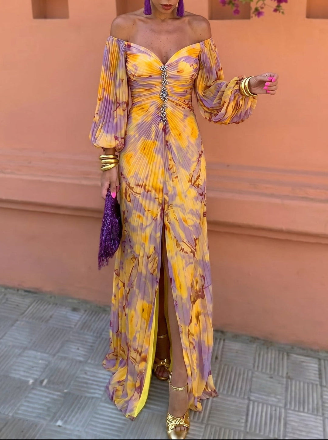 Floral Print Maxi Dress for Women – Relaxed Fit, Skimming Silhouette, Day to Evening