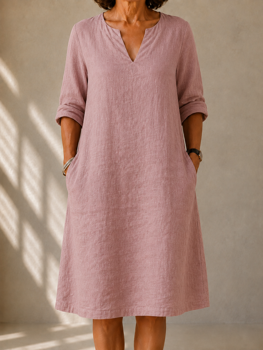 A-Line Beaded Dress for Women – Breathable Lightweight Fabric, Side Pockets