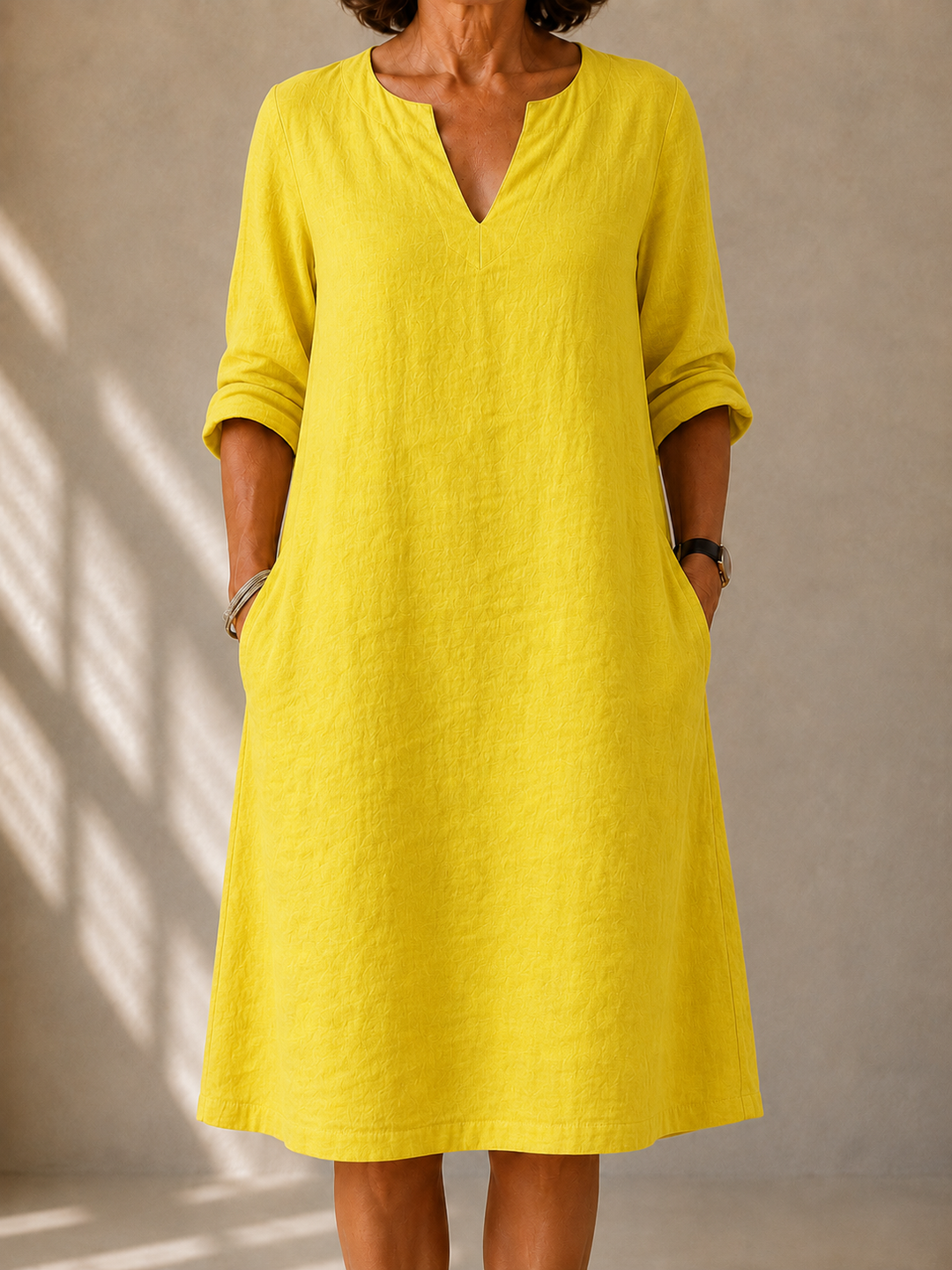 Belted Dress with Pockets for Women – Relaxed Fit, Breathable Lightweight Fabric
