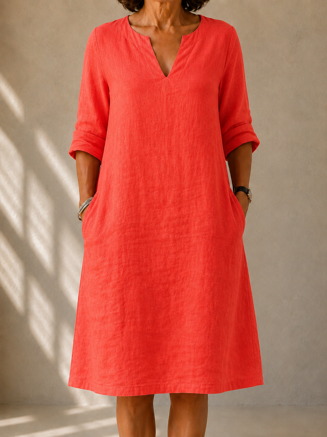 Flowing Straight-Leg Dress for Women – Elegant Cut, Side Pockets