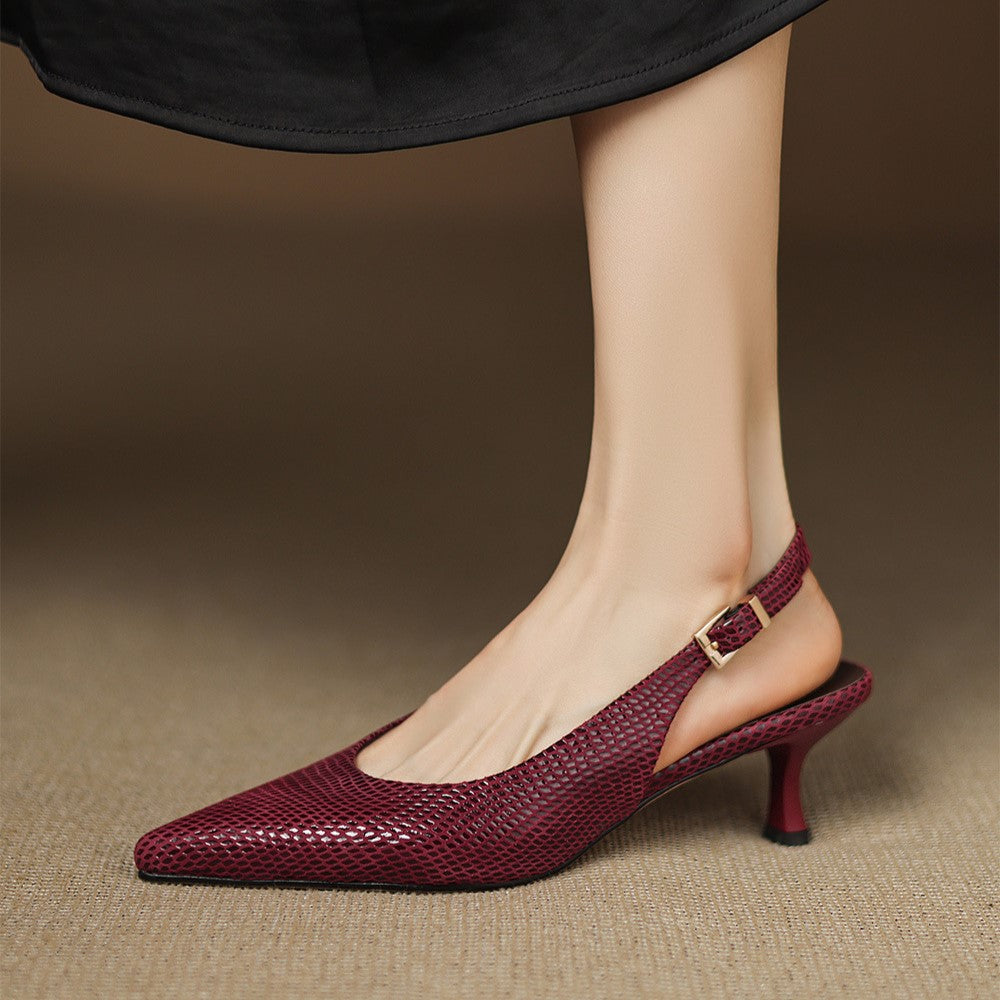 Leather-Look Heeled Pumps for Women – Stable Walkable Heel, Smooth Lining