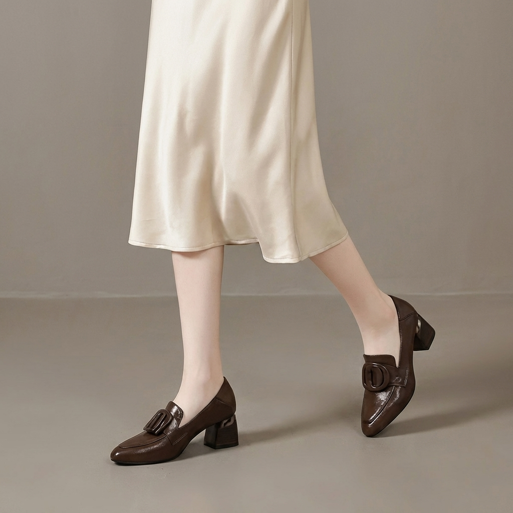 Pointed Toe Faux Leather Pumps for Women – Stable Heel, Cushioned Insole, Smooth Lining