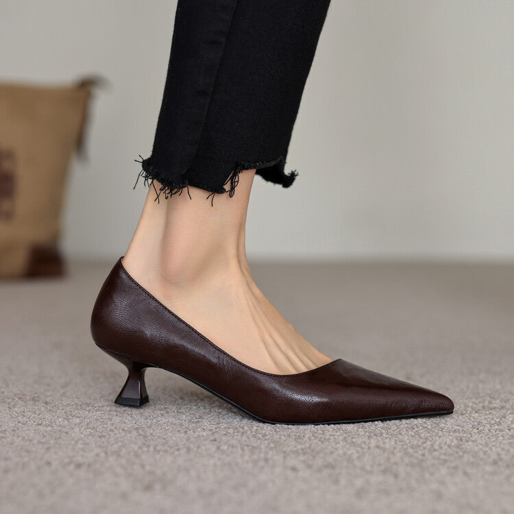 Pointed Toe Faux Leather Pumps for Women – Buckle Detail, Padded Build