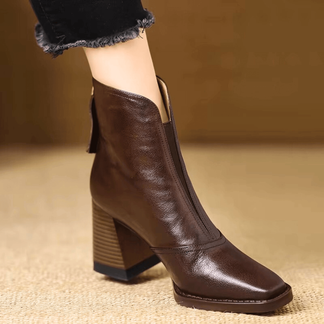 Faux Leather Zip Pumps for Women – Stable Heel, Cushioned Insole, Smooth Lining