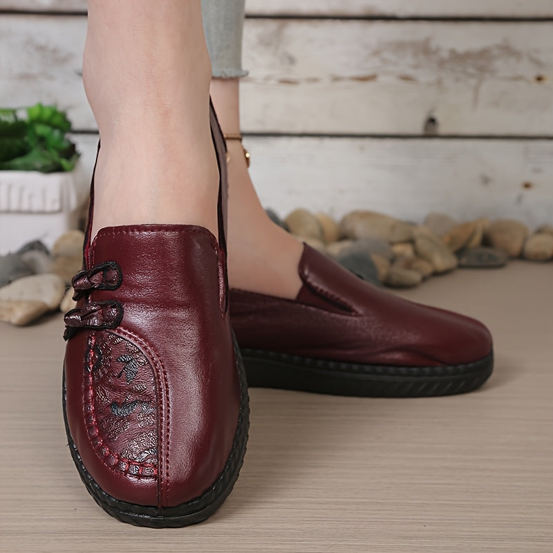 Floral Print Lace-Up Heeled Loafers for Women – Padded, Buckle Detail