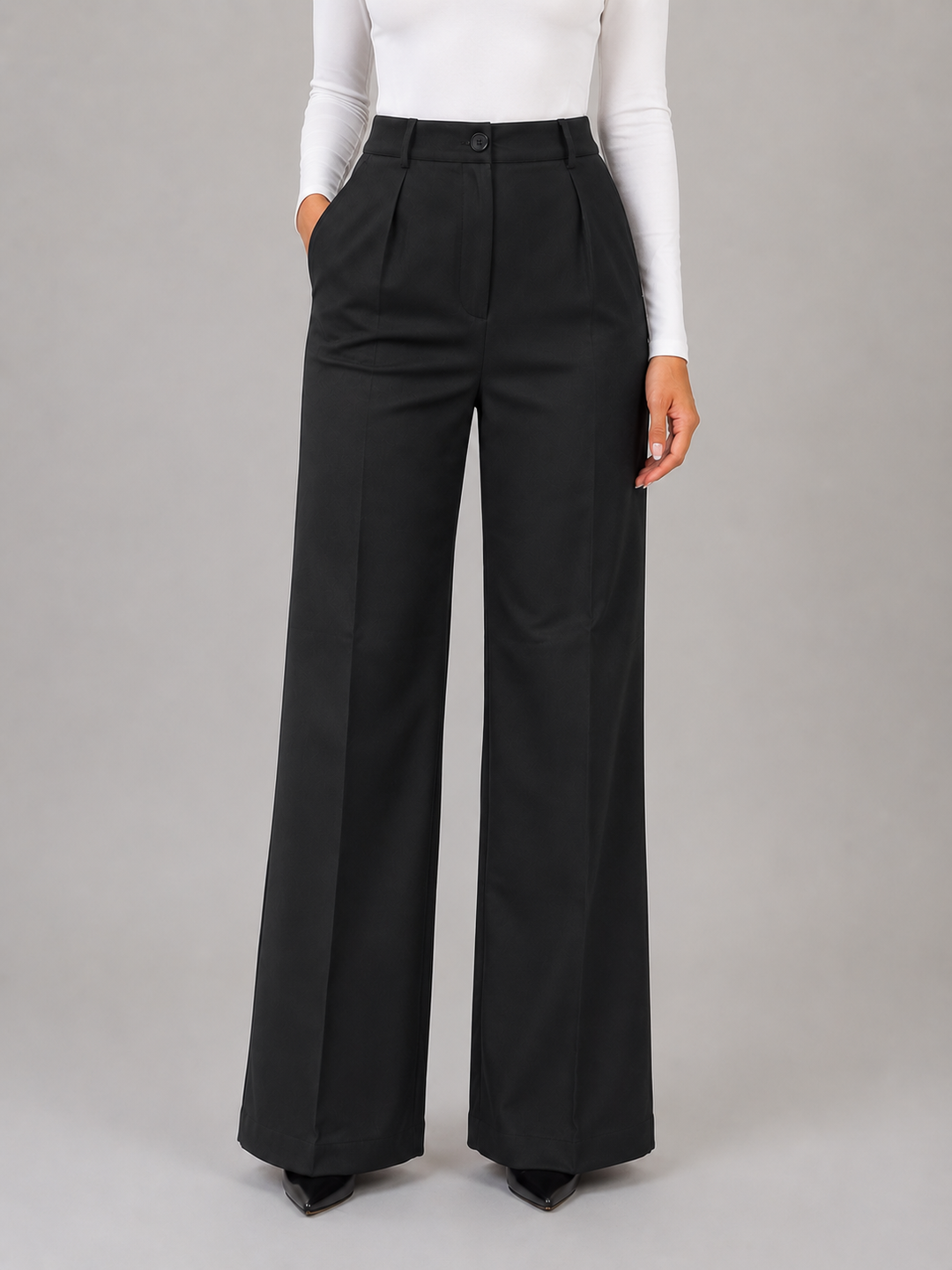High-Waisted Straight-Leg Dress Pants for Women – Tailored Fit, Minimalist Finish