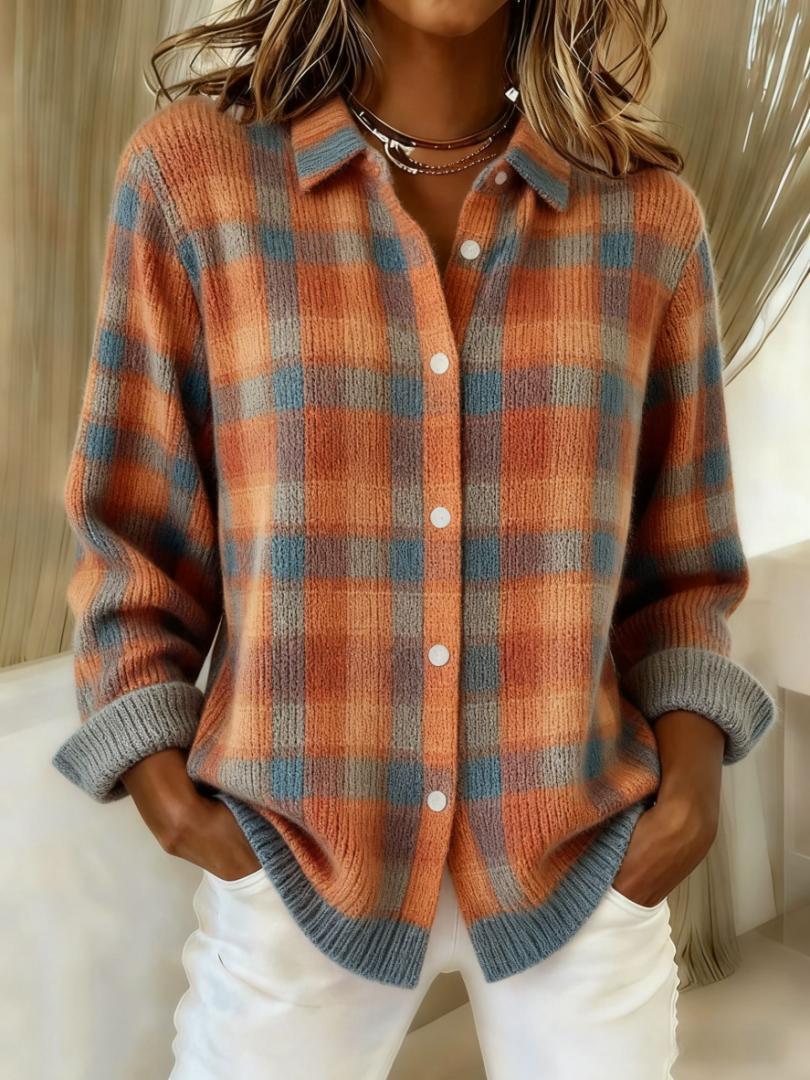 Warm-Lined Knit Cardigan for Women – Side Pockets, Comfortable Sleeves