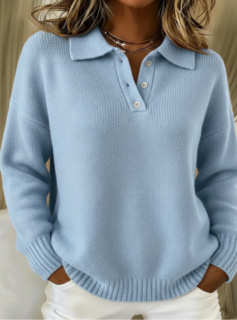 Soft Knit Sweater for Women – Warm Lining, Ribbed Trim, Easy Layering