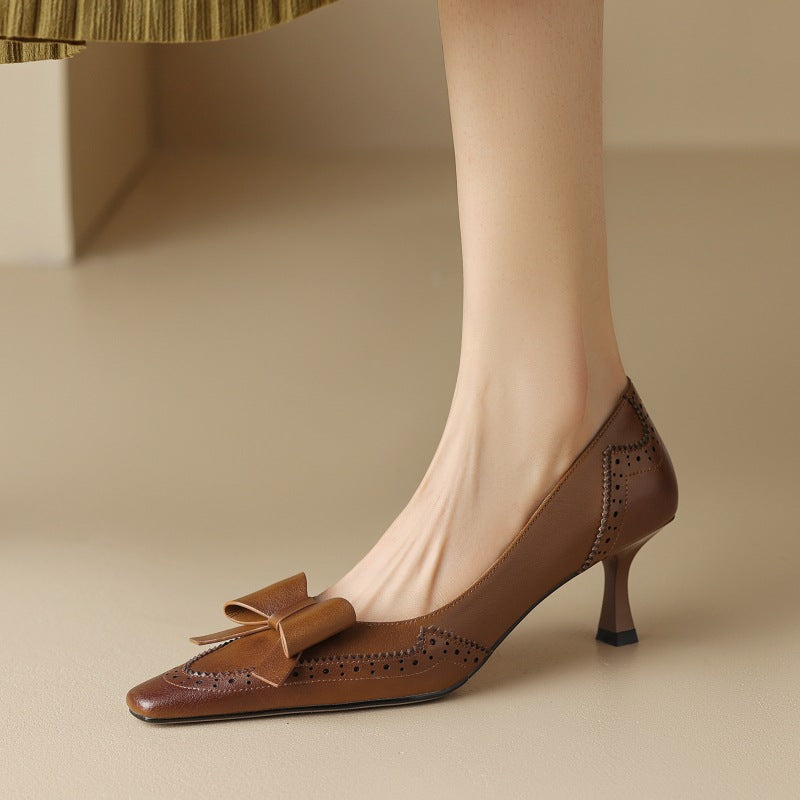 Classic Faux Leather Pumps for Women – Comfortable Heel, Cushioned Insole