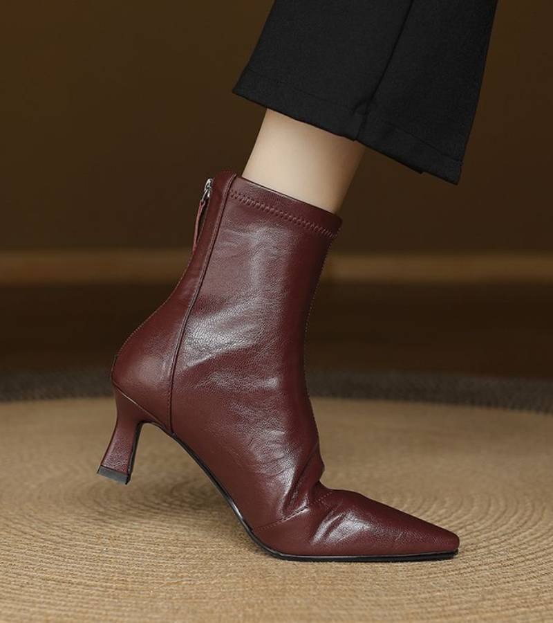 Faux Leather Heeled Pumps for Women – Stable Walkable Heel, Cushioned Insole