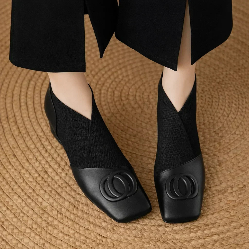 Square Toe Faux Leather Pumps for Women – Stable Walkable Heel, Smooth Lining