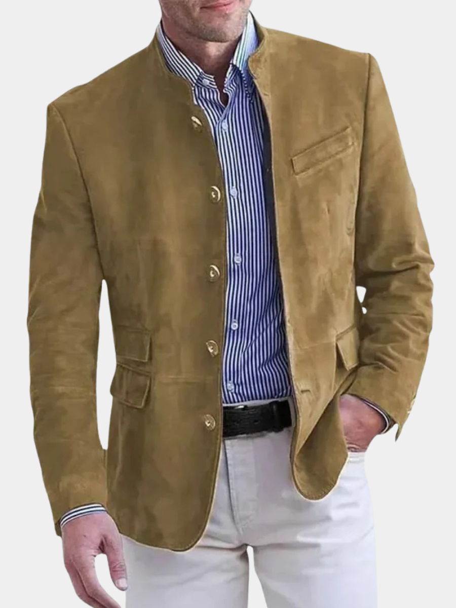 Faux Leather and Suede-Look Jacket for Women – Side Pockets, Timeless Shape