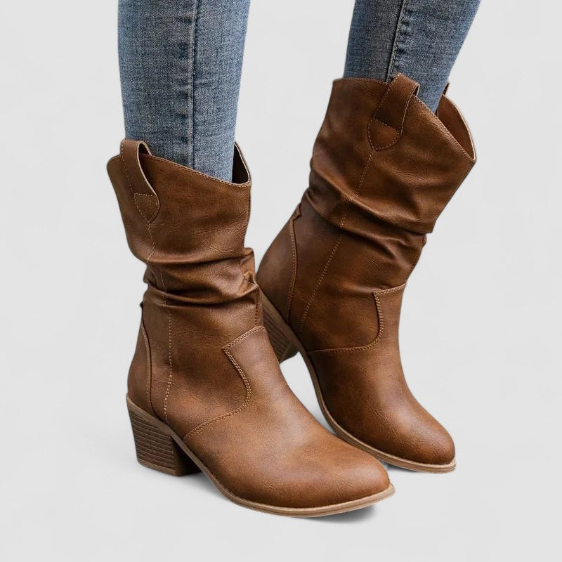 Leather-Look Boots for Women – Supportive Footbed, Warm Lining, Grippy Sole