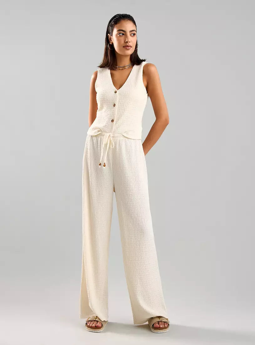 Lightweight Cotton-Blend Two-Piece Set for Women – Button Front, Relaxed Fit