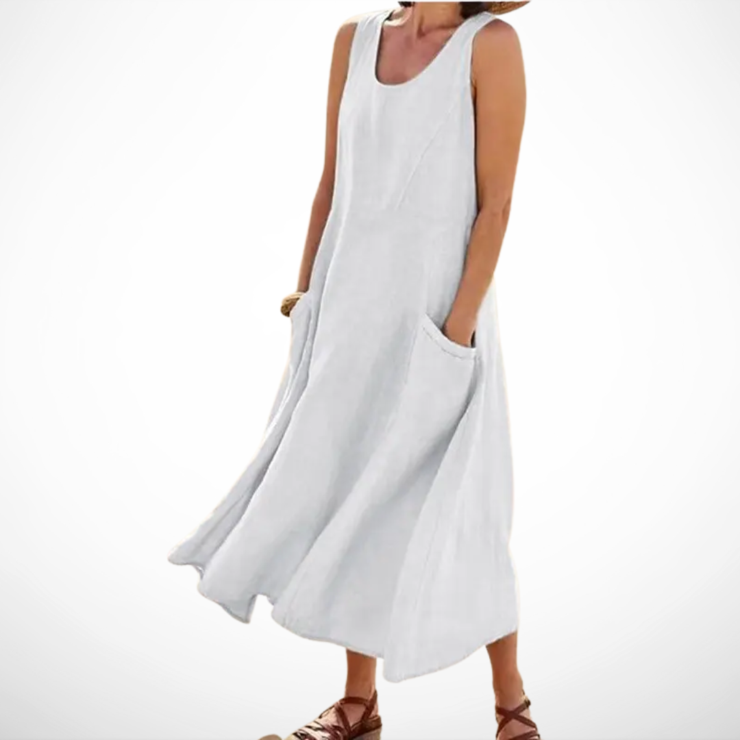 Relaxed-Fit Maxi Dress for Women – Breathable Lightweight Fabric, Side Pockets