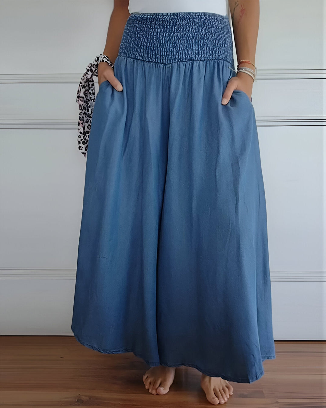 Belted Relaxed-Fit Pants for Women – Side Pockets, Comfortable Waistband
