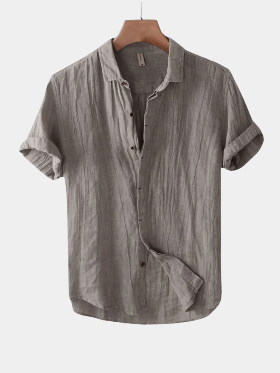 Linen-Look Button-Up Shirt for Women – Breathable, Relaxed Fit, Neat Collar