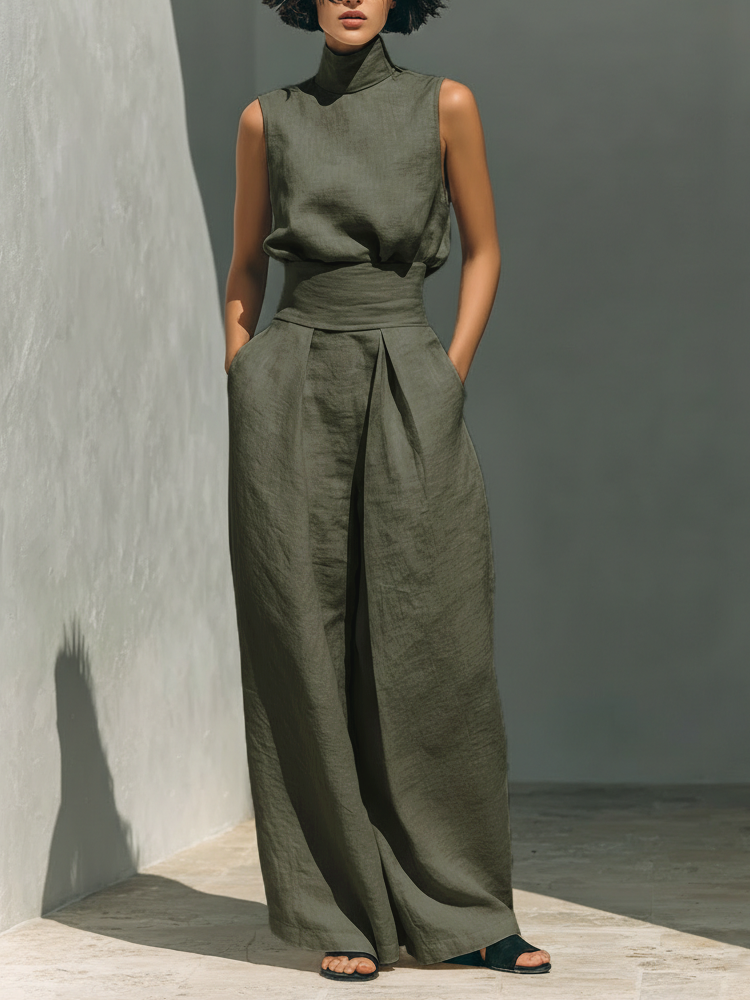 Linen-Look Two-Piece Set for Women – Relaxed Fit, Pieces Work Separately Too